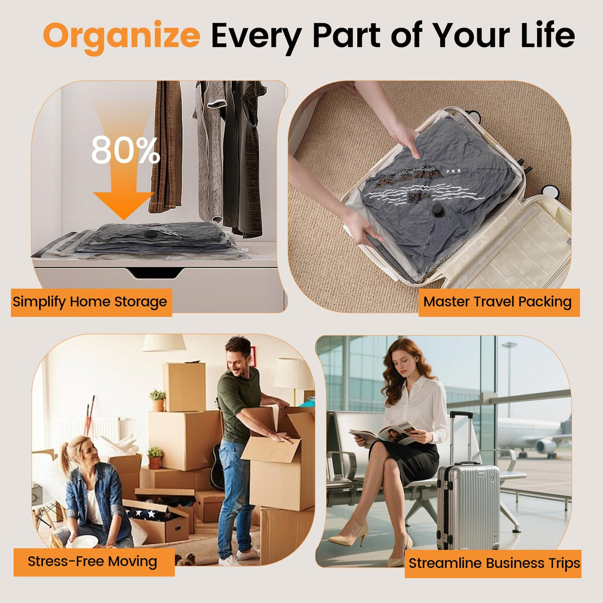 Lifree vacuum bags space-saving design helps maximize luggage space.