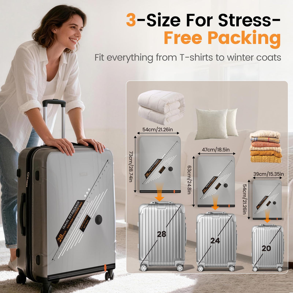 Lifree vacuum bags thick material for durable reuse on trips.