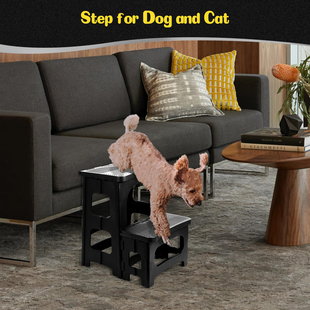 Ligebul two-step stool foldable bathroom-use setup aids in daily tasks.