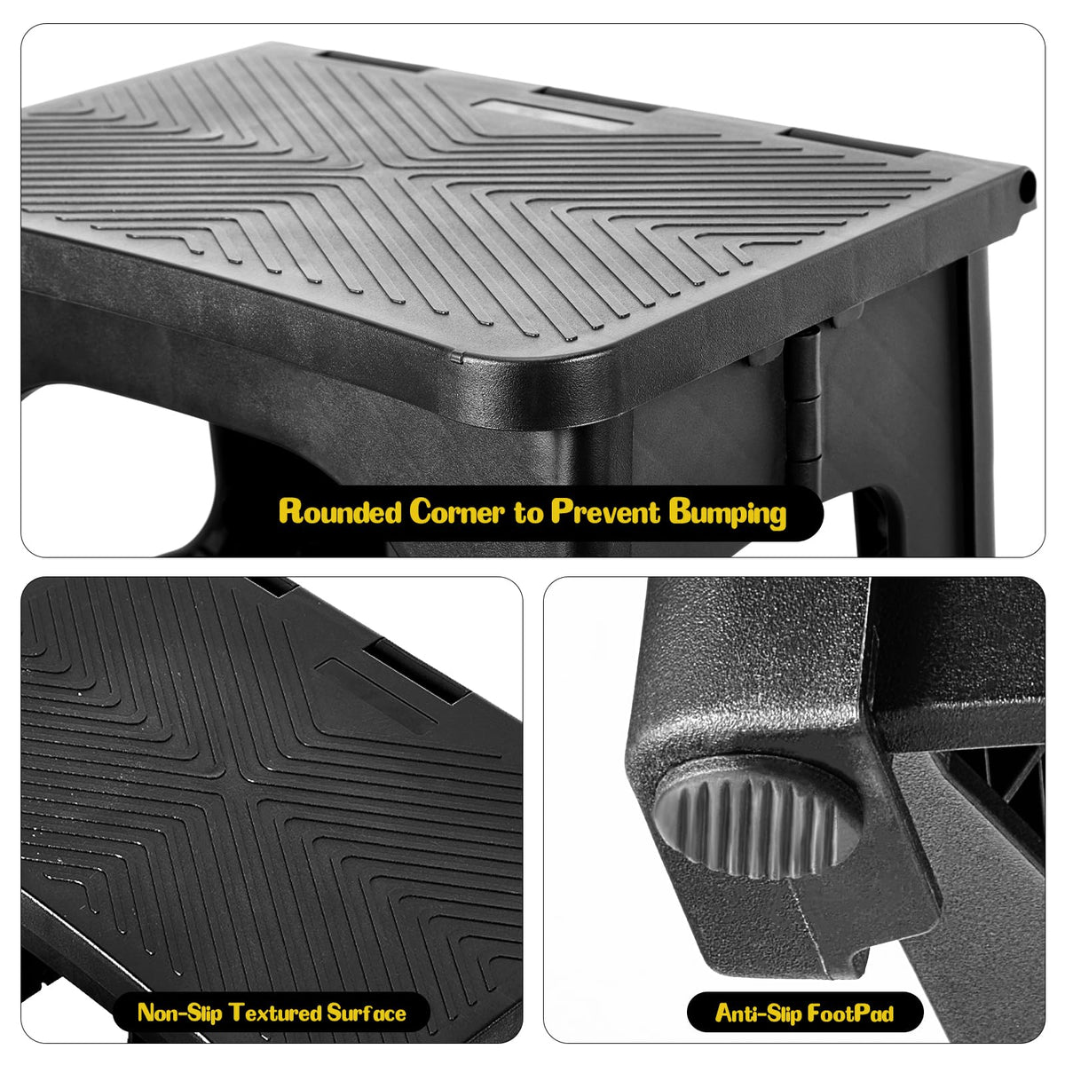 Ligebul two-step stool foldable folded-compact emphasizes lightweight design for portability.