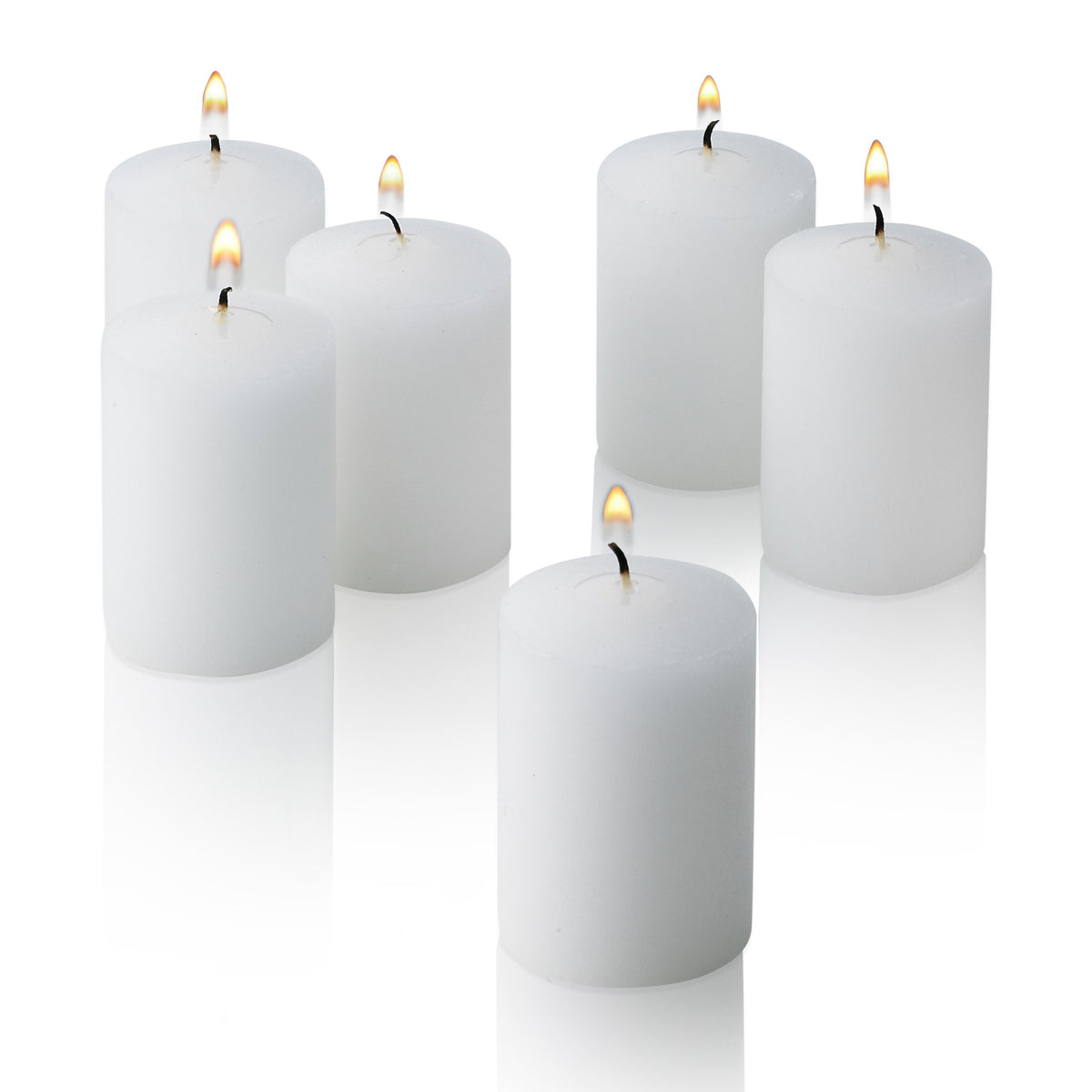 Light In The Dark white votive candles, 36-count box, ideal for tables and events.