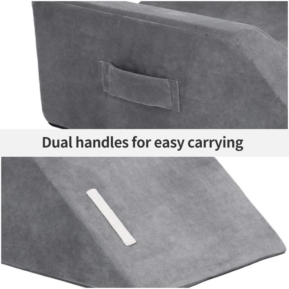 LightEase leg pillow dual handles close-up for easy repositioning.