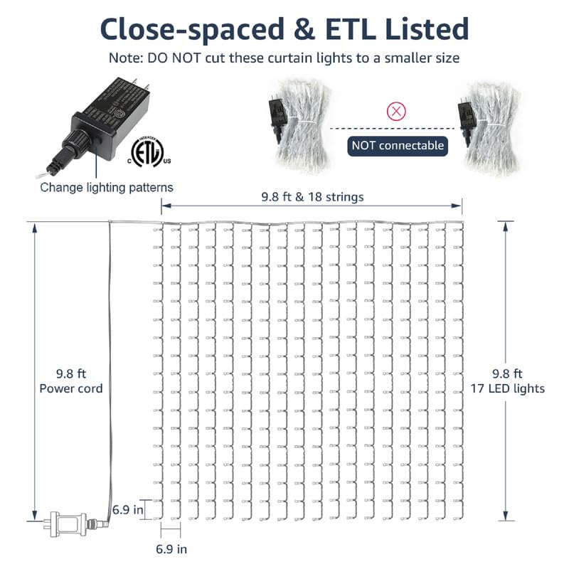 Lighting EVER 306 LED curtain lights provide safe, low-heat lighting suitable for interiors.