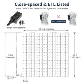 Lighting EVER 306 LED curtain lights provide safe, low-heat lighting suitable for interiors.