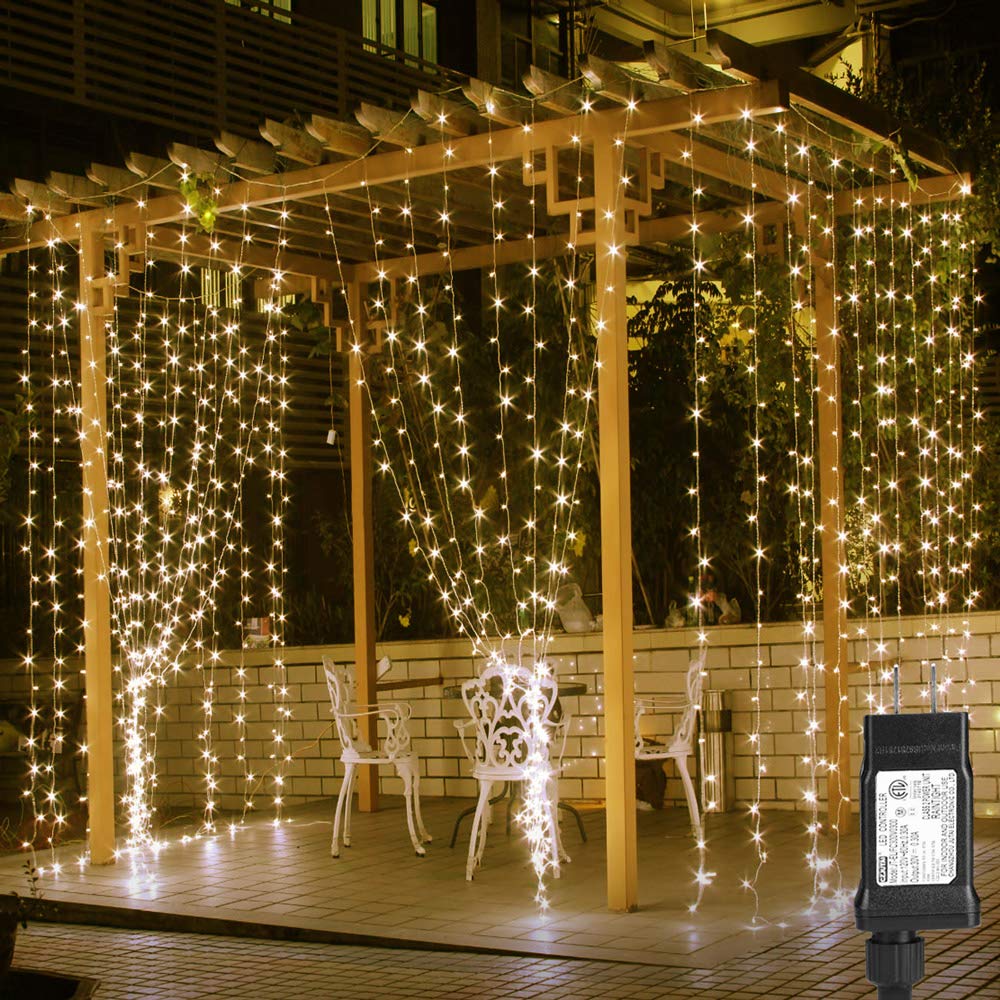 Lighting EVER 594 LED curtain lights installed as a stylish wall backdrop
