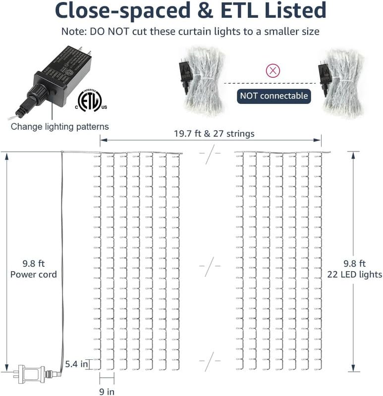 Lighting EVER not connectable curtain lights for straightforward plug-in use