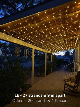 Lighting EVER XL curtain lights used for a wedding backdrop with twinkling glow
