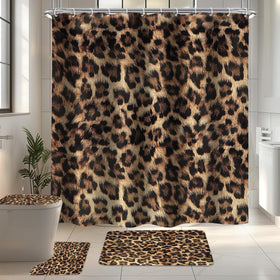 LIGHTINHOME leopard shower curtain 72x72 showing color-fast, bold print for a stylish bathroom.