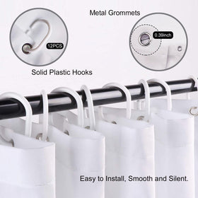 LIGHTINHOME 12-pack shower hooks simplify curtain setup.