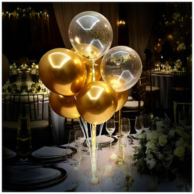 Lightsfever balloon stand with hinged bases for quick, tool-free assembly