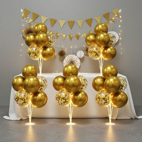 Lightsfever balloon stand table centerpiece with LED lights in gold for elegant party decor