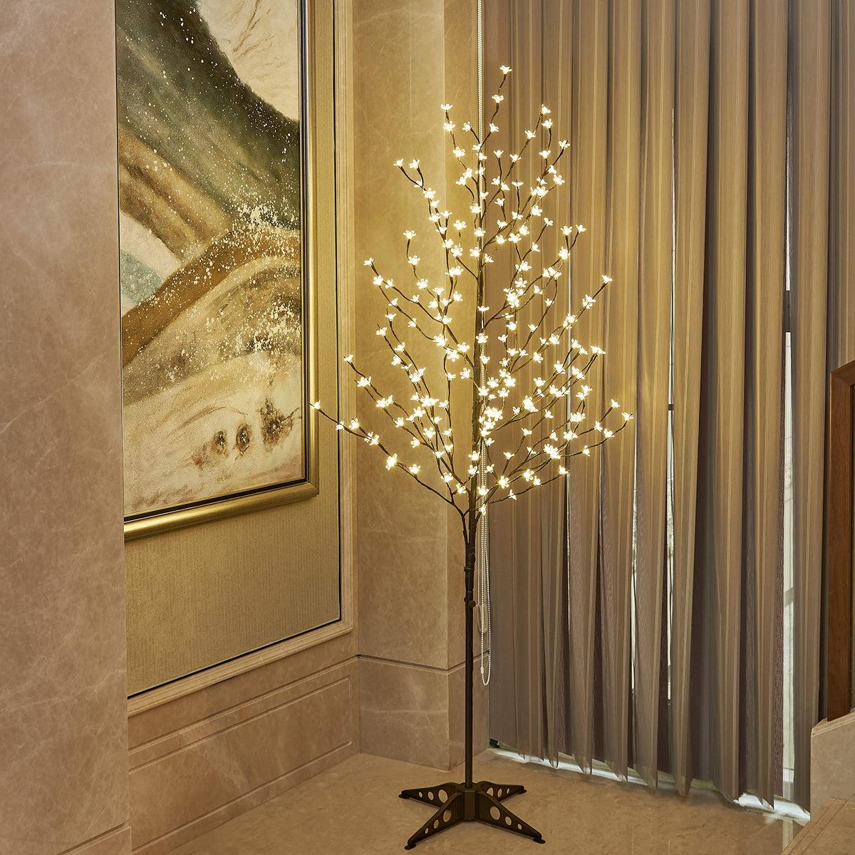 Lightshare elegant pre-lit tree adds subtle glow and charm.