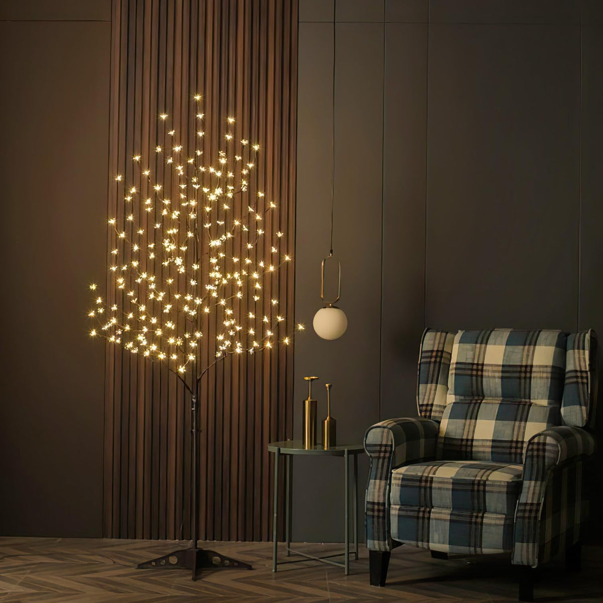 Lightshare 6.5 ft tree branches glow with a gentle warm light.