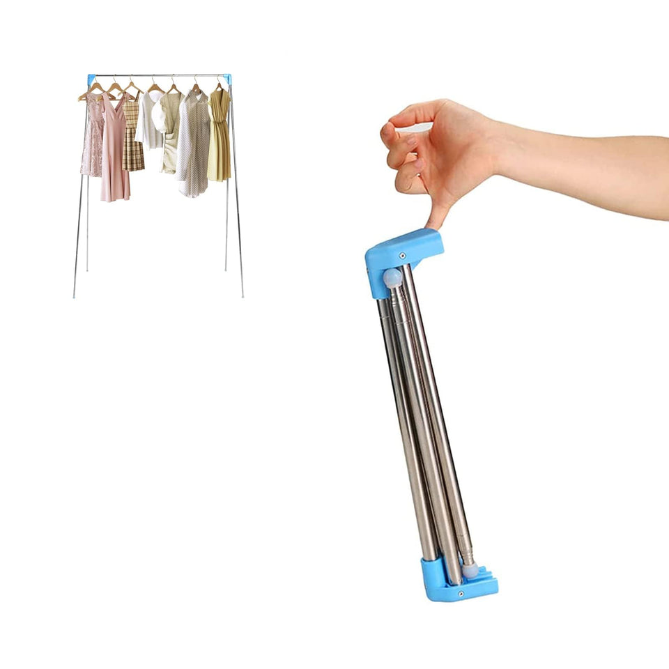 Ligtchser portable travel garment rack folded for easy packing and transport.