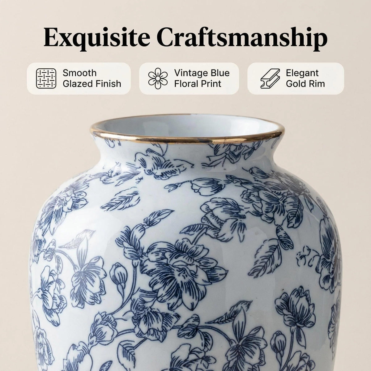 Liiusgelad blue-and-white vase for kitchen or office decor.