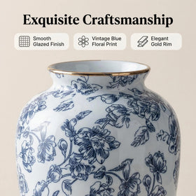 Liiusgelad blue-and-white vase for kitchen or office decor.