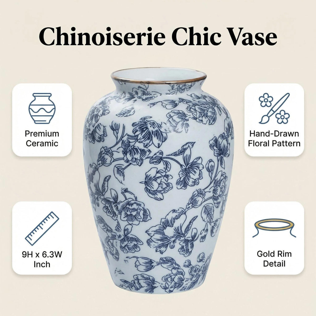 Liiusgelad handcrafted porcelain vase in Delft blue, durable decorative piece.