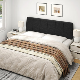 Liiwepo headboard in black finish complements modern bedroom decor.