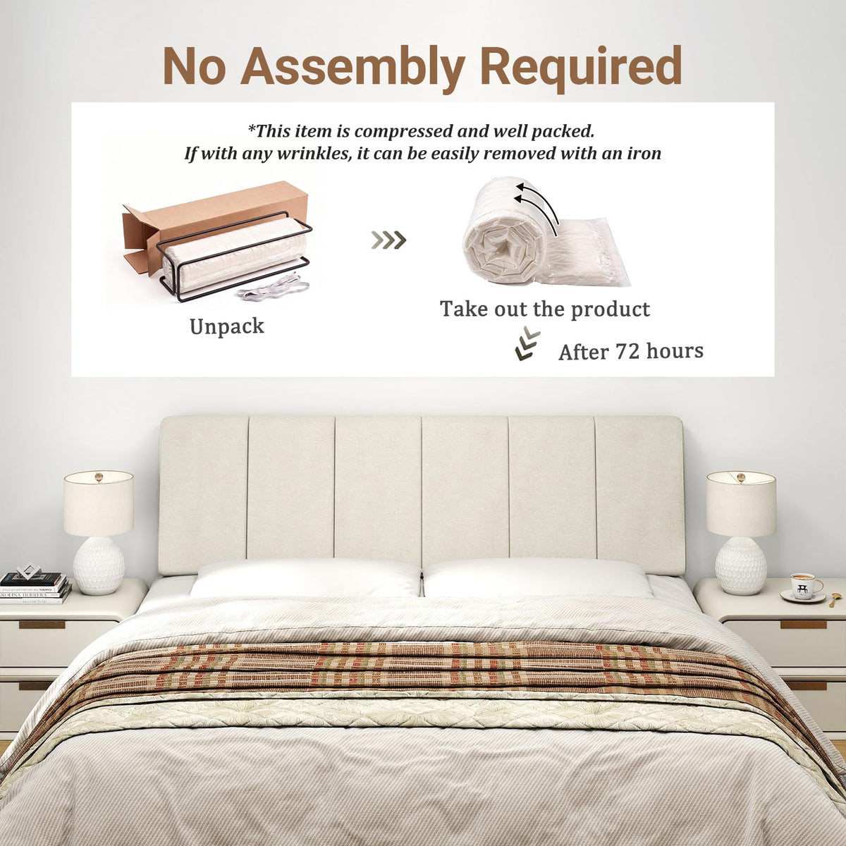 Liiwepo headboard lumbar support area offers comfortable back support.