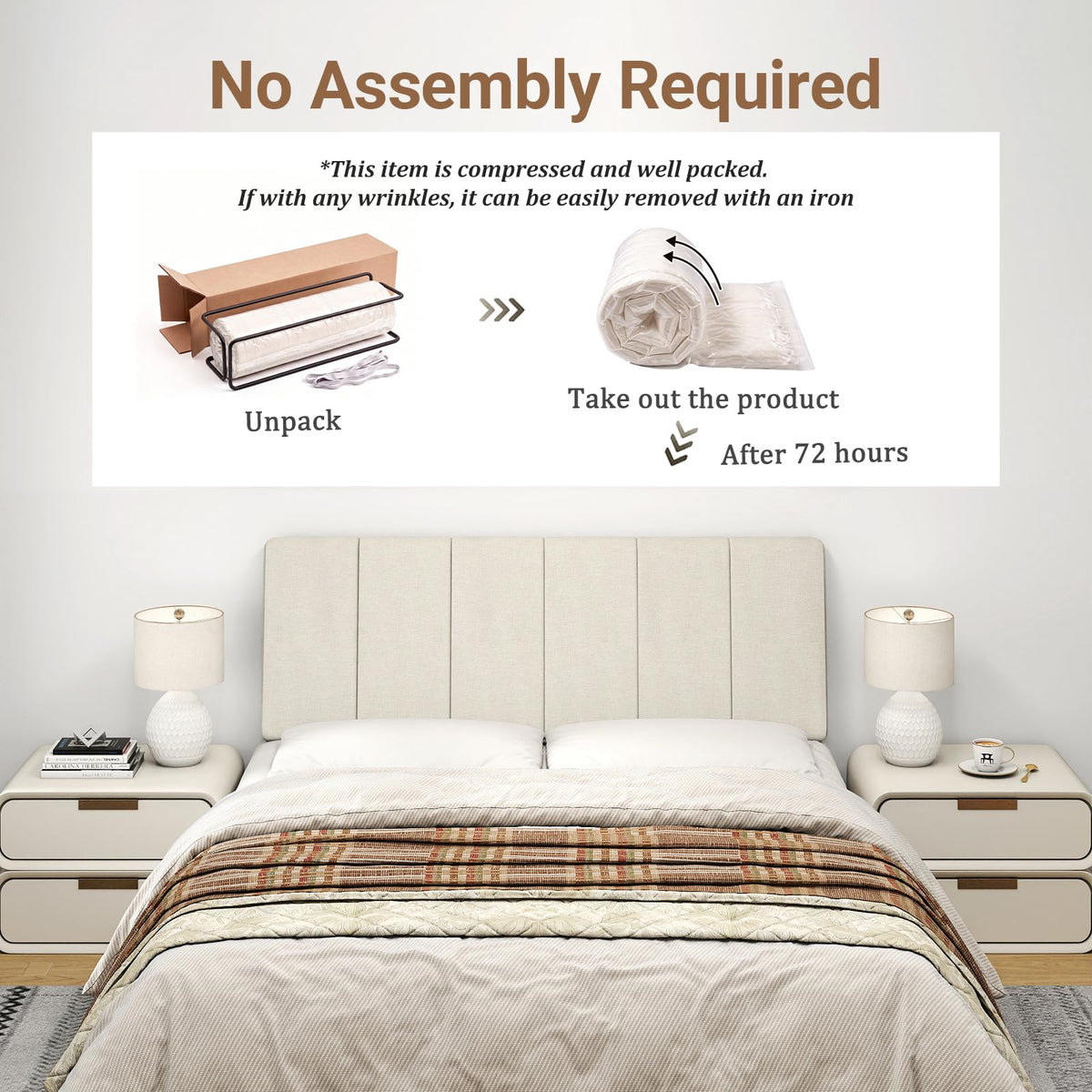 Liiwepo ergonomic headboard with narrow top and wide base for comfort.