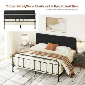 Liiwepo linen fabric texture on black headboard adds warmth.