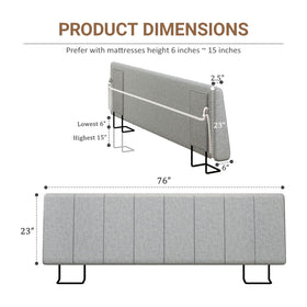 Liiwepo King Size Headboard close-up shows mattress compatibility for various bed frames.