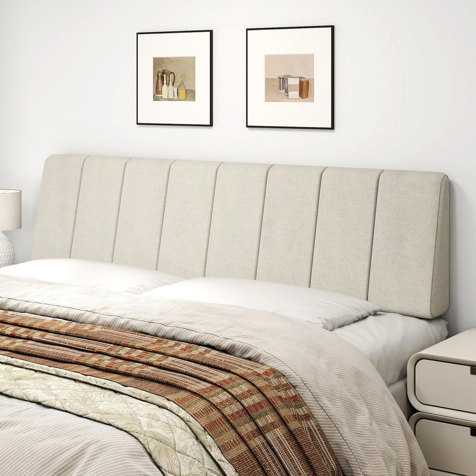Liiwepo king-size headboard no-assembly beige enhances room style while providing stable back support