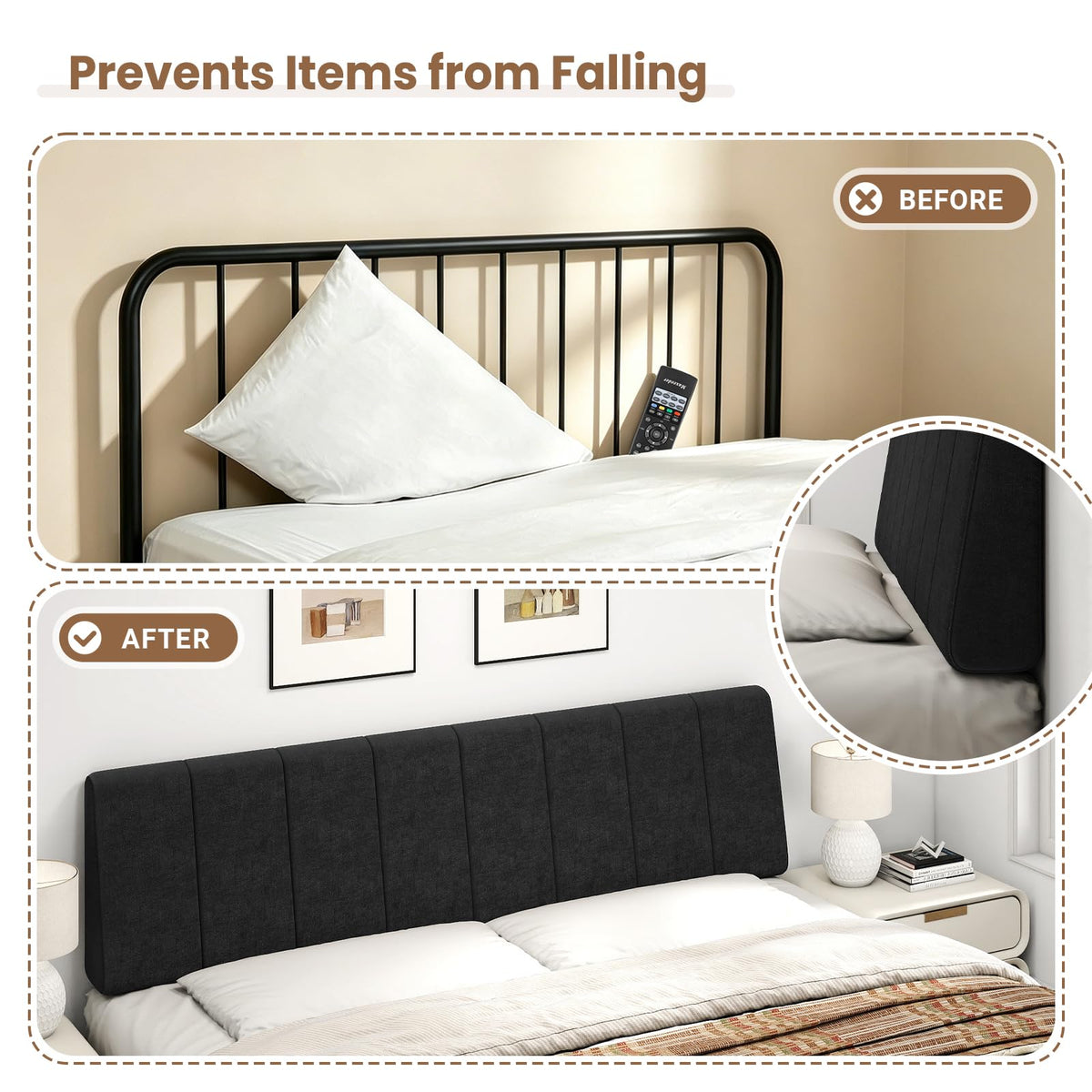 Liiwepo headboard with bed frame compatibility supports flexible mounting.