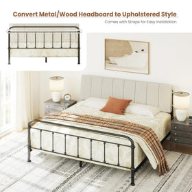 Liiwepo modern beige linen fabric creates a warm, stylish bedroom focal point