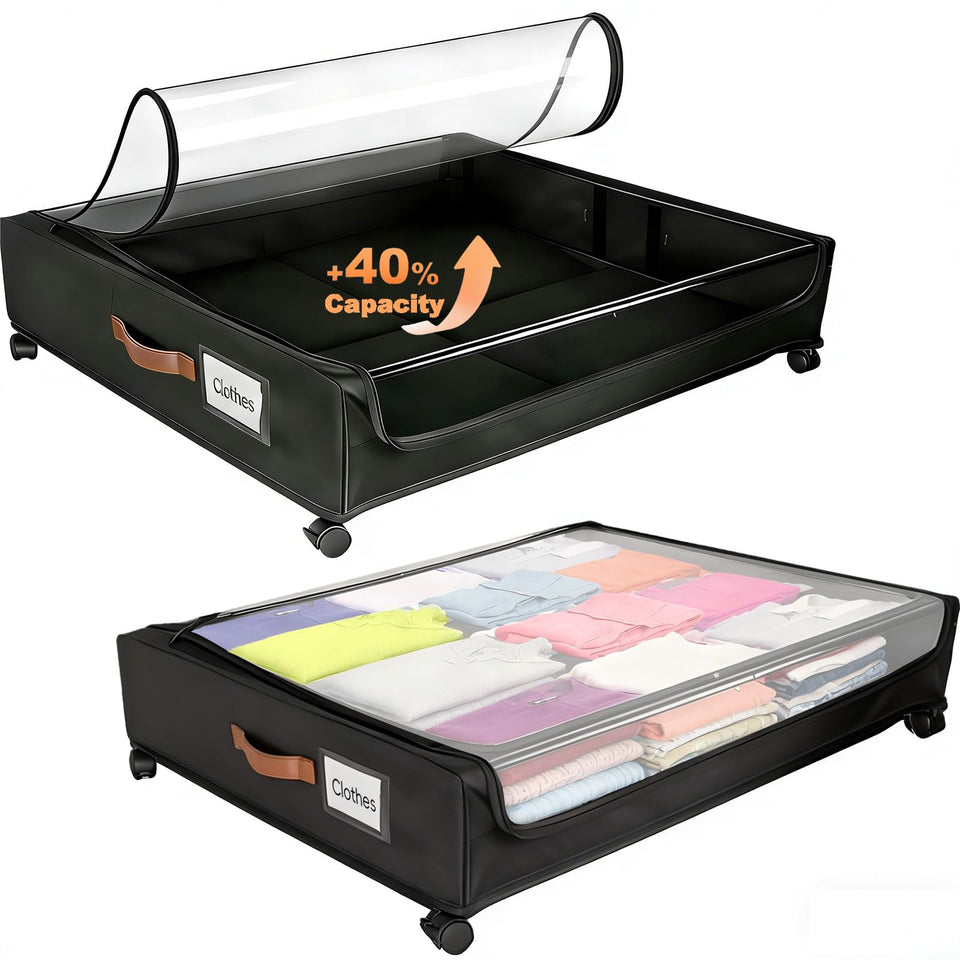 LIJIAI 80L under-bed storage with wheels for easy access and smooth gliding.