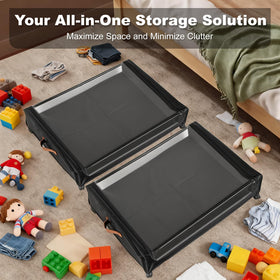 LIJIAI under-bed storage with clear lids and label holders for organization.