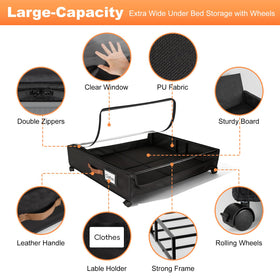 LIJIAI under-bed storage with PU leather handles and dual zippers.