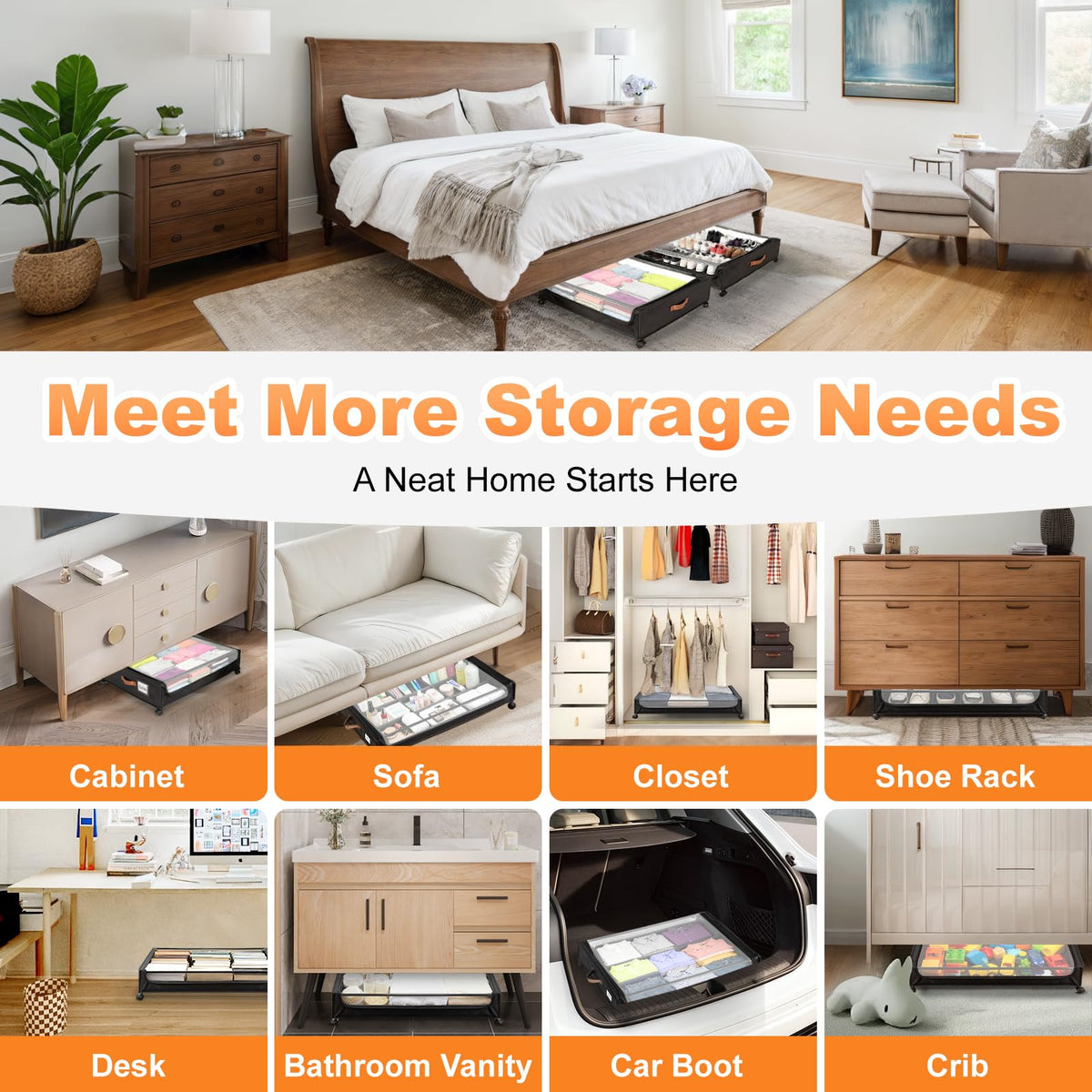 LIJIAI under-bed storage promotes versatile home organization.