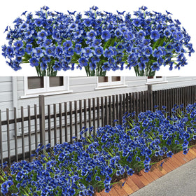 LikSoor 21 Bundles outdoor flowers in blue, UV resistant for year-round curb appeal.