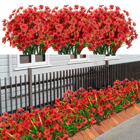 LikSoor 21 Bundles red outdoor flowers brighten porches without fading.