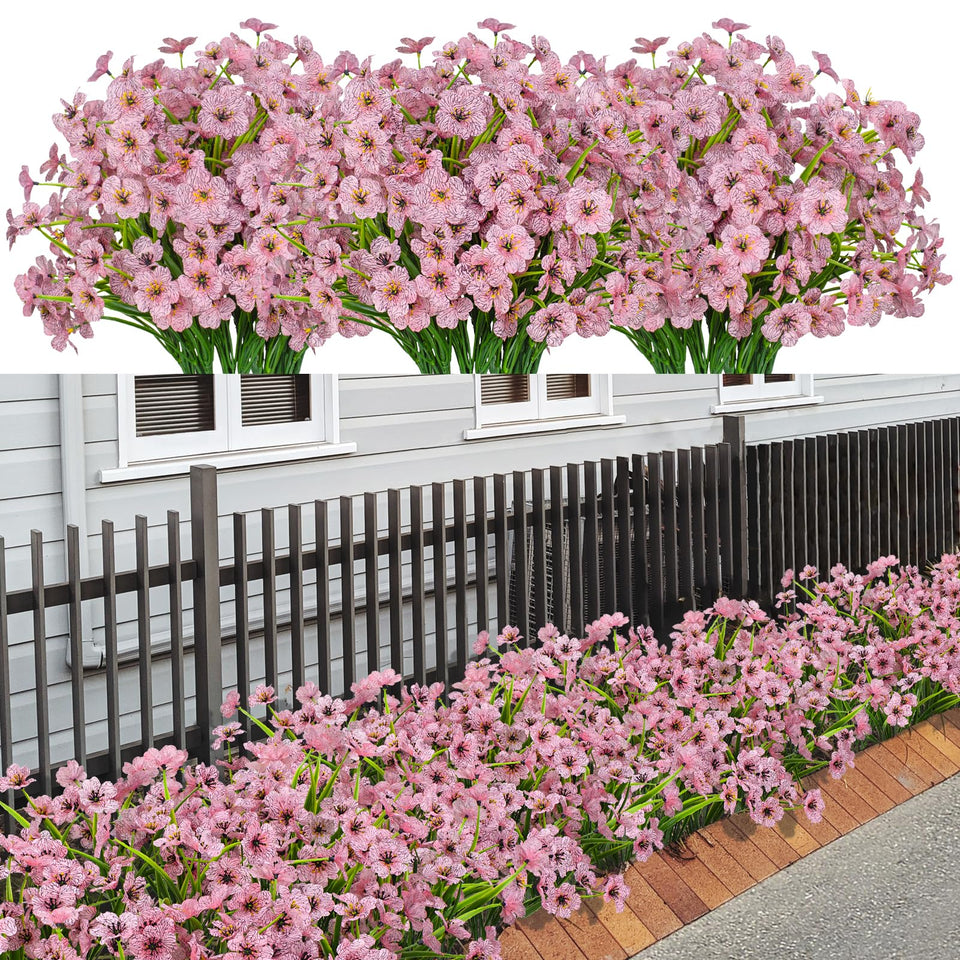 LikSoor 21 bundles outdoor pink flowers, UV resistant for year-round color.