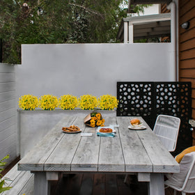 LikSoor fake greenery yellow flowers brighten window boxes with easy maintenance.