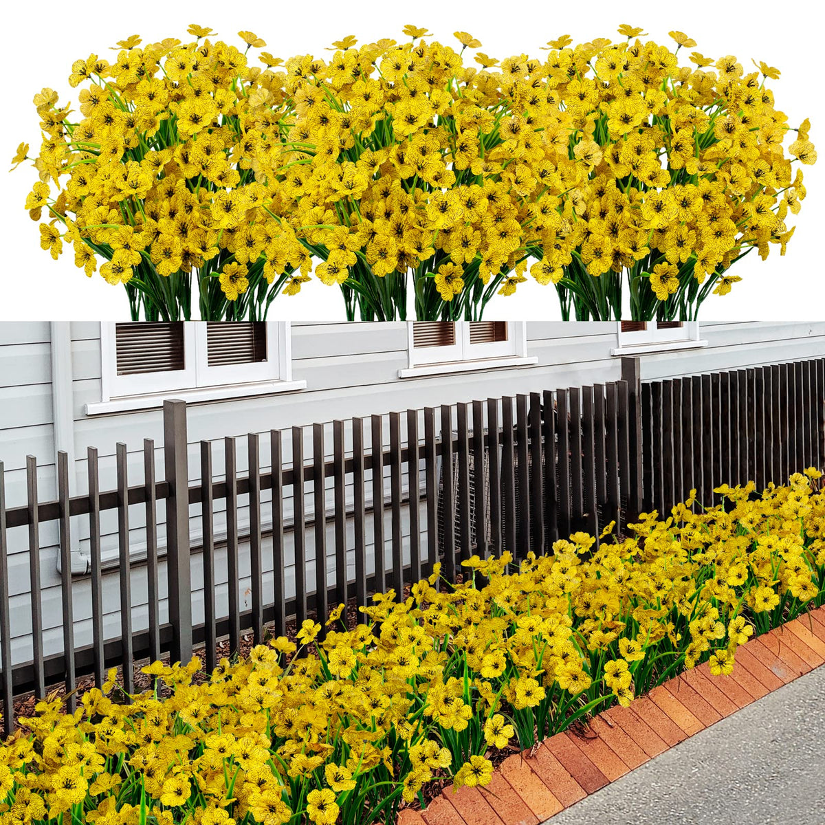 LikSoor outdoor yellow flower bundle adds year-round color to porches and gardens.