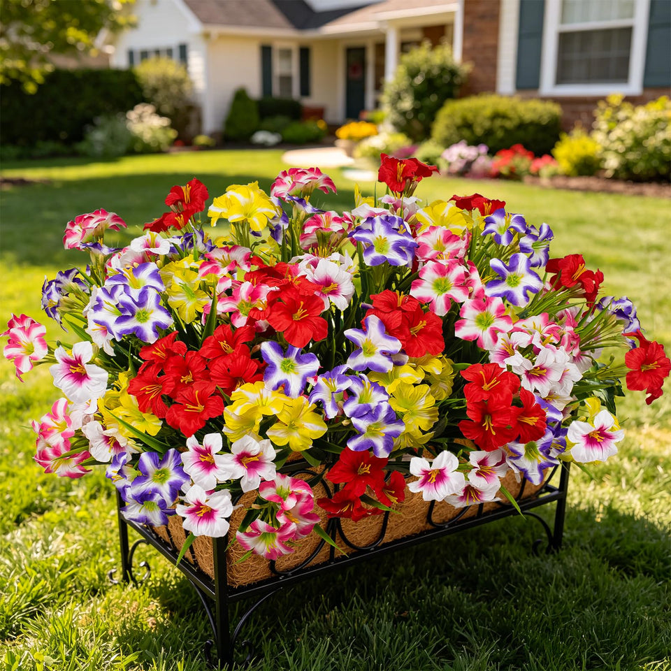 LikSoor Morning Glory faux bundles arranged in a vase for year-round color.