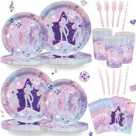 Likuyve music dance party dinner plates featuring vibrant cartoon art for festive meals