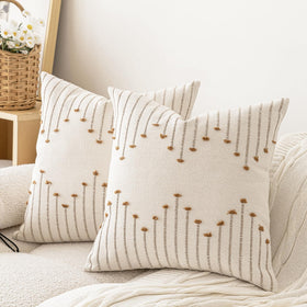 LILEPOY boho pillow cover 18x18 front view adds neutral texture to the sofa