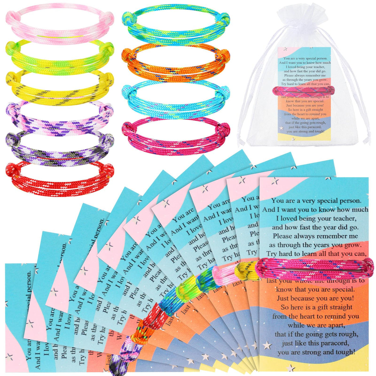 Liliful graduation bracelets in multiple colors, ideal as classroom rewards.