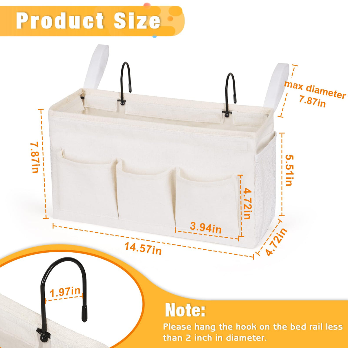 Lilithye bedside pocket top-frame encirclement enhances durability and stability.