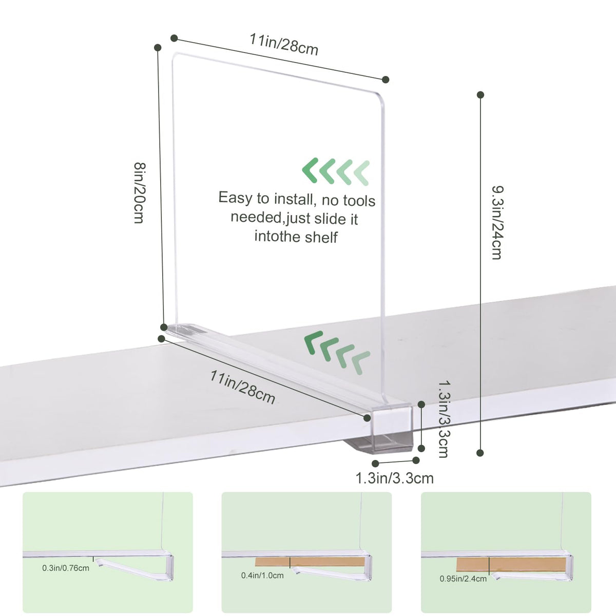 Liliyab acrylic divider with rounded edges protects shelves and clothes.