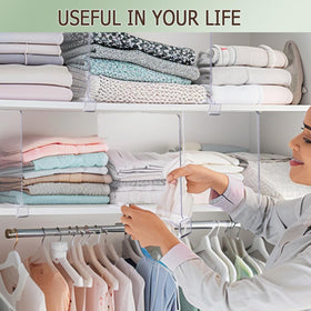 Liliyab clear acrylic shelf divider offers visibility for quick item access.