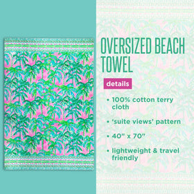 Lilly Pulitzer 40x70 towel provides full lounge-chair coverage by the pool.