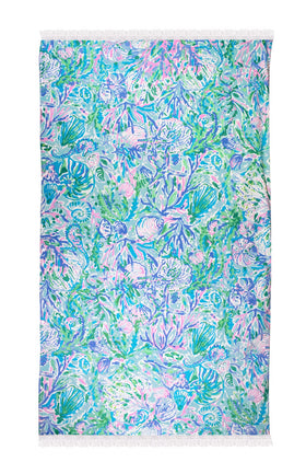 Lilly Pulitzer oversized towel covering a lounge chair for full coverage