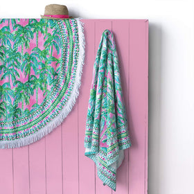 Lightweight Lilly Pulitzer towel designed for easy travel packing.