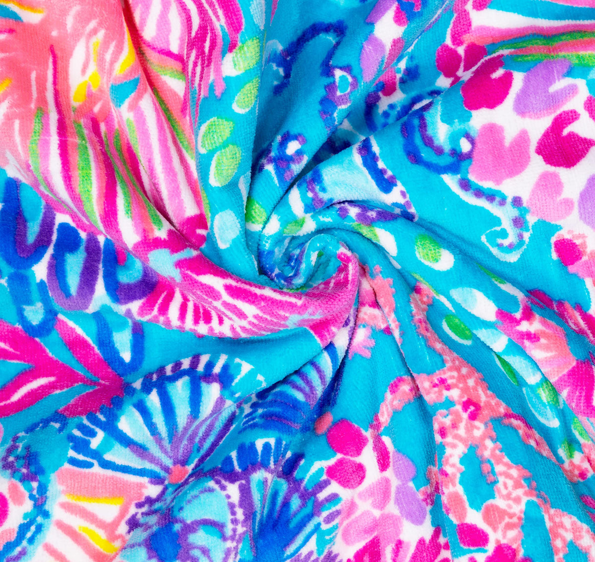 Lilly Pulitzer towel rolled or folded fits compactly into totes for travel