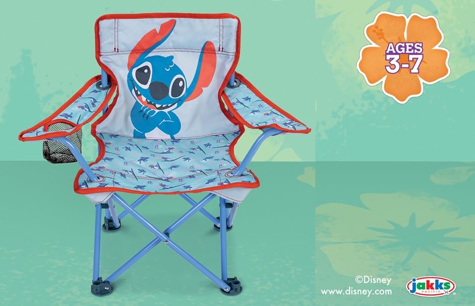 Lilo and Stitch Fold-N-Go chair dimensions display for compact storage.